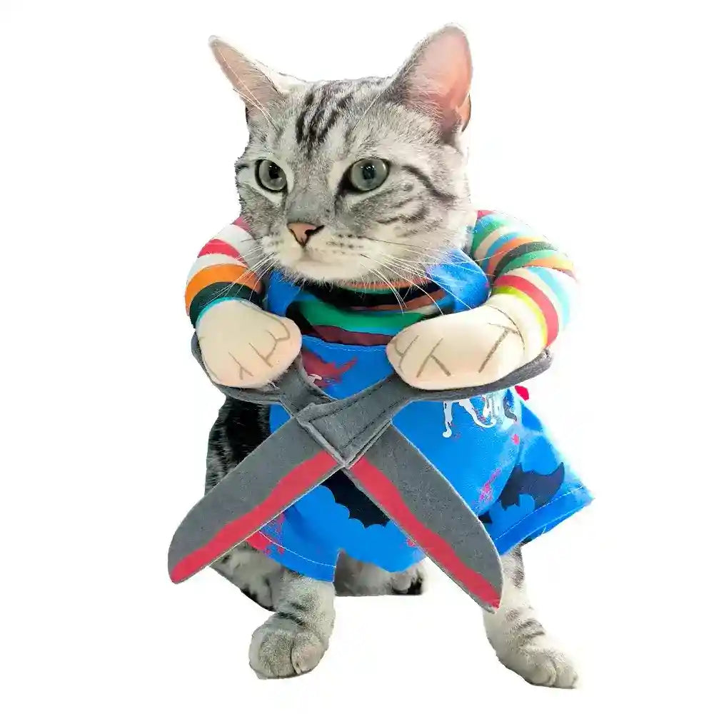 Costume Chucky per Cani e Gatti - Halloween Spaventoso by null