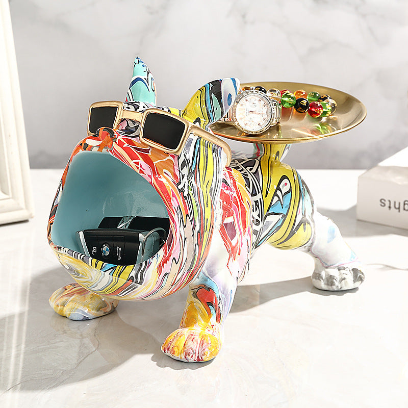 Portagioie Bulldog Bianco con Bocca Aperta – Design Moderno 29cm