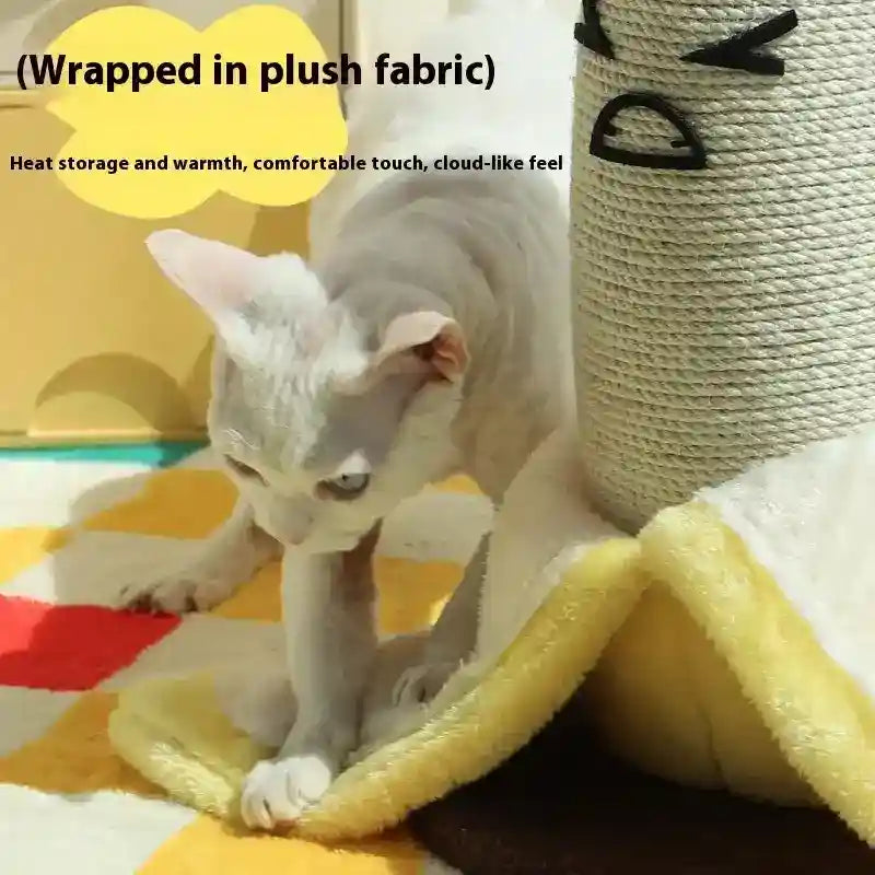 バナナ型猫用爪とぎ - サイザル麻とぬいぐるみ 44cm