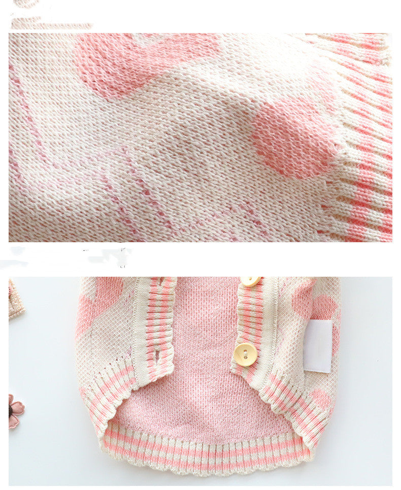 Pull pour chiens avec broderie de petits cœurs - Laine douce et chaude