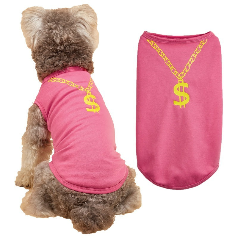 Maglia Cane Smanicata Dollar | Vest Estivo con Collana | Dogmoda