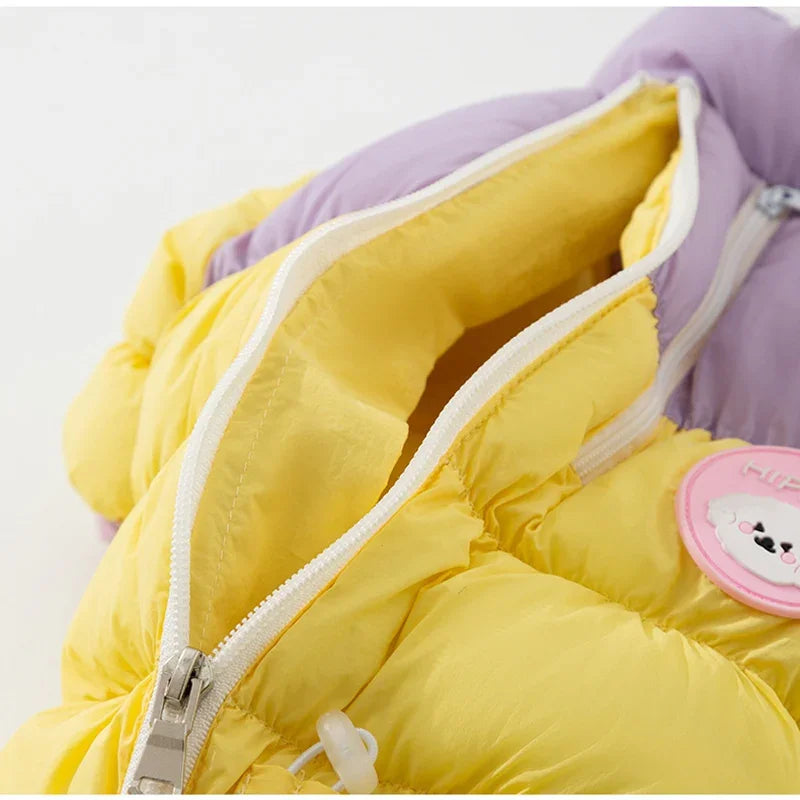 Autumn And Winter Dog High-end Macaron Thickened Zipper Bear Warm Four-legged Cotton-padded Jacket, Cat Cotton-padded Jacket, Pet Clothes