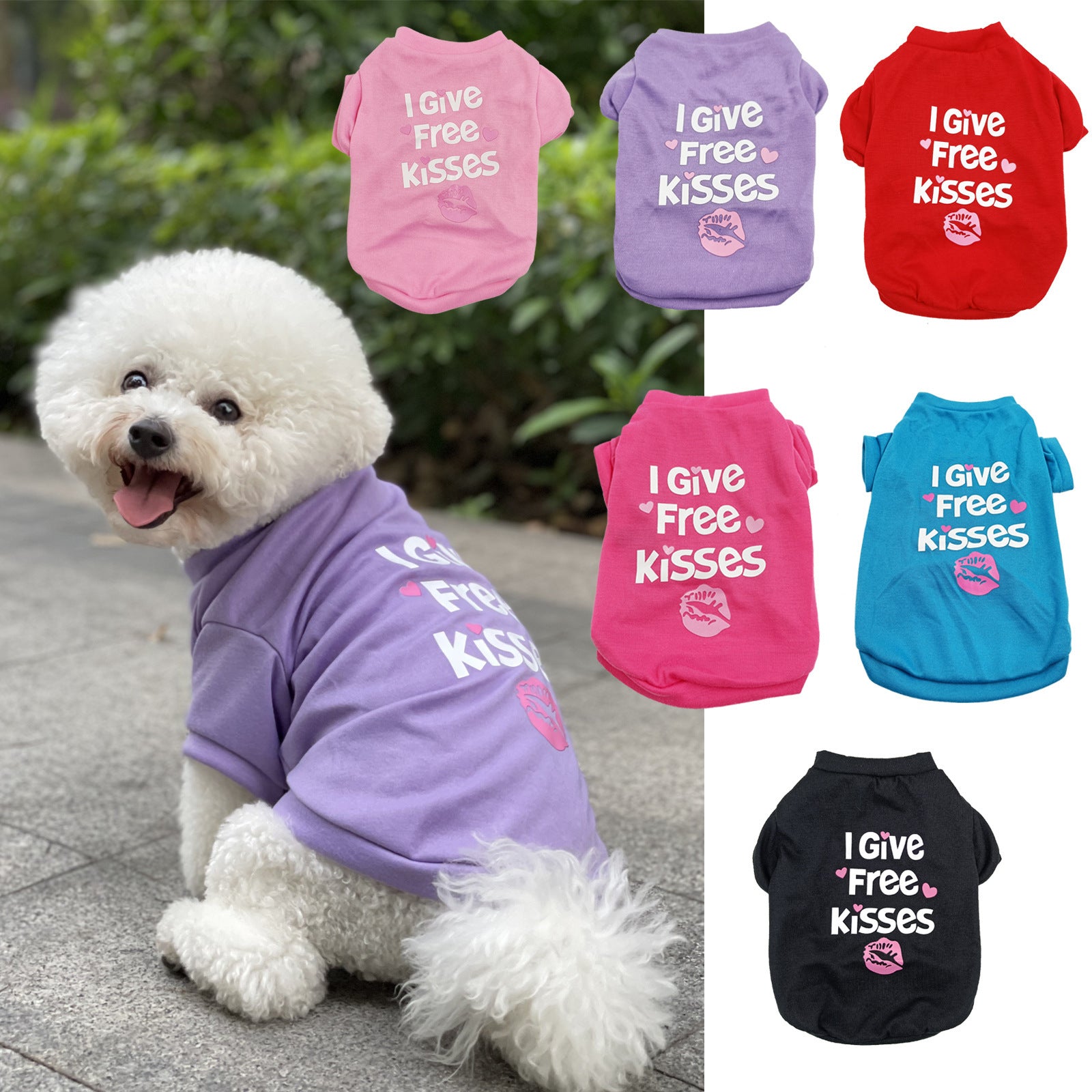 Baumwoll-Hunde-T-Shirt „Kisses“