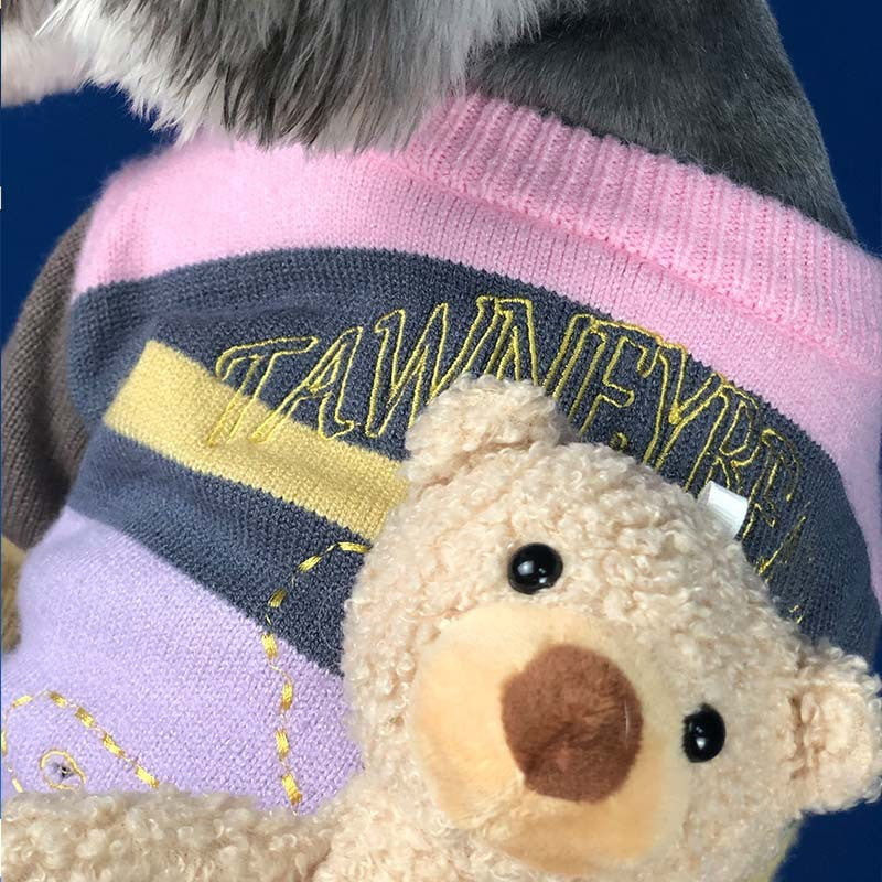 "Tawney Bear" Dog Sweater with Teddy Bear Sewn on the Back