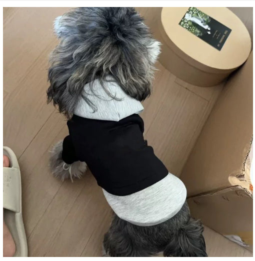 Sudadera para Perro con Capucha Efecto Dos Piezas Negro Gris