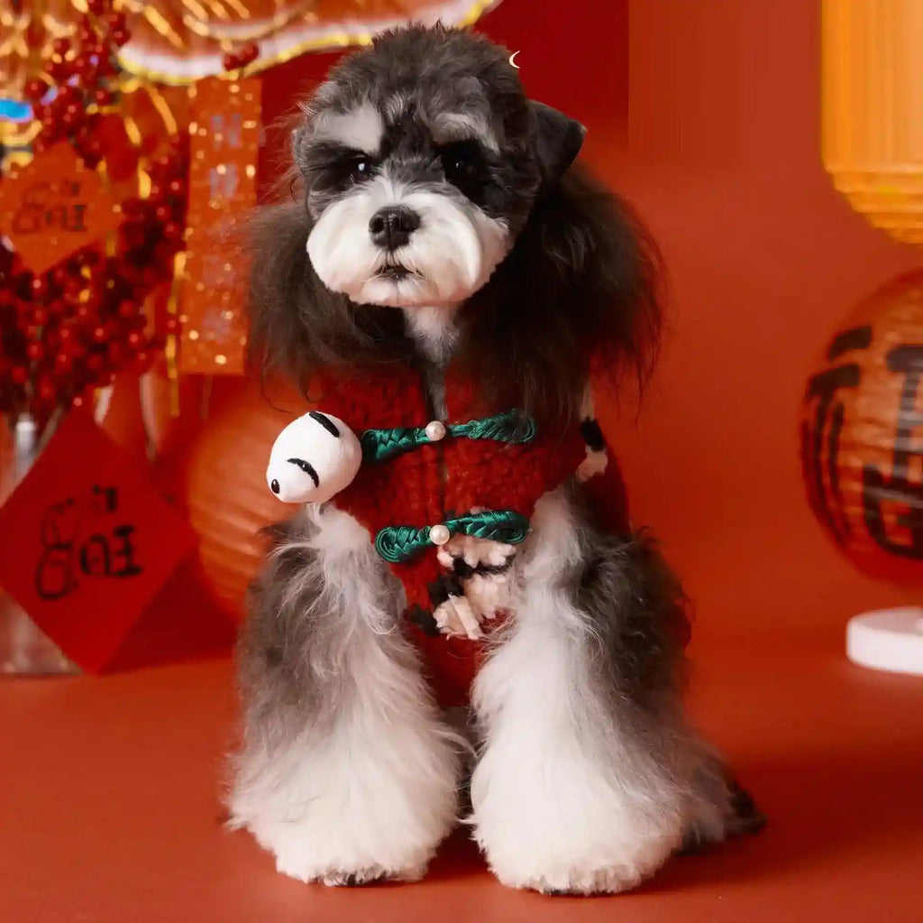 Abrigo de forro polar rojo Panda para perros - Botones en el lomo XS-XXL