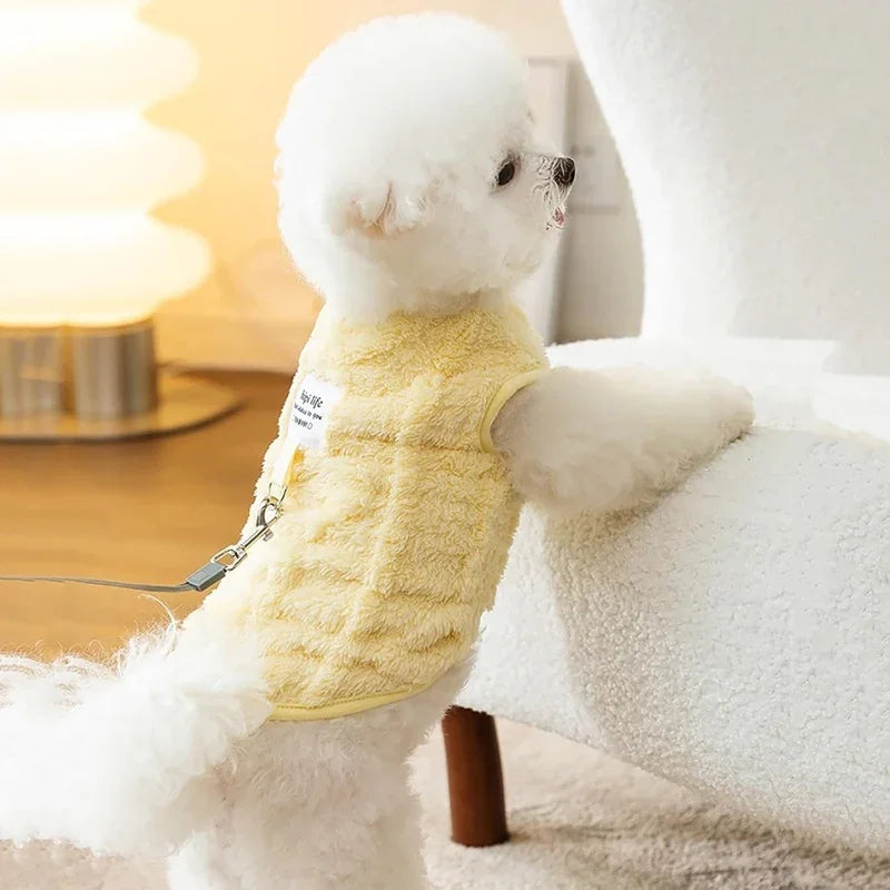 Exquisite Sleeveless Dog Sweater - Warm Fleece Ring Harness