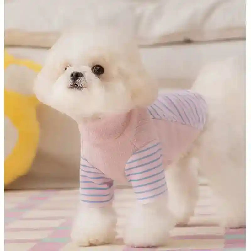 犬用ストライプ柄セーター ハーネスリング付き - OKスタイル