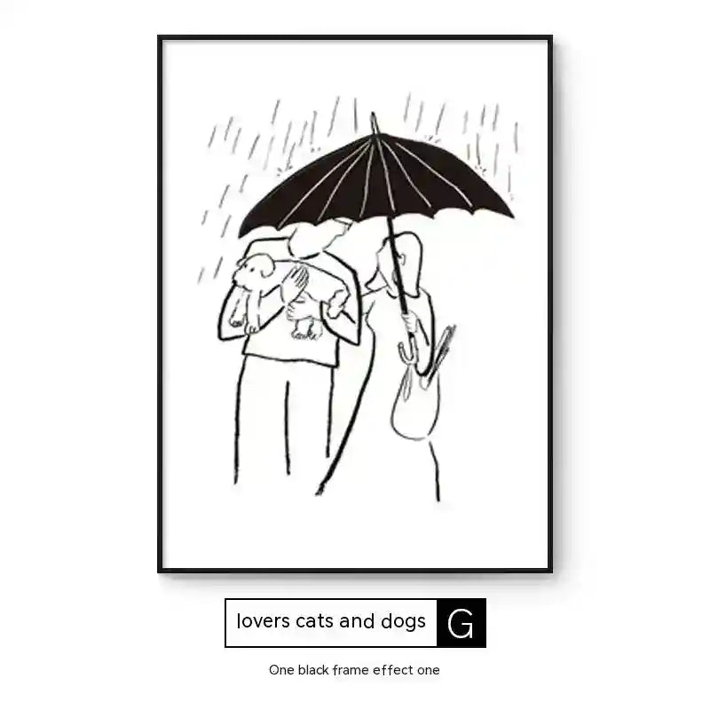 Quadro Astratto Persone con Cane - Stampa Decorativa Moderna by Dog Moda