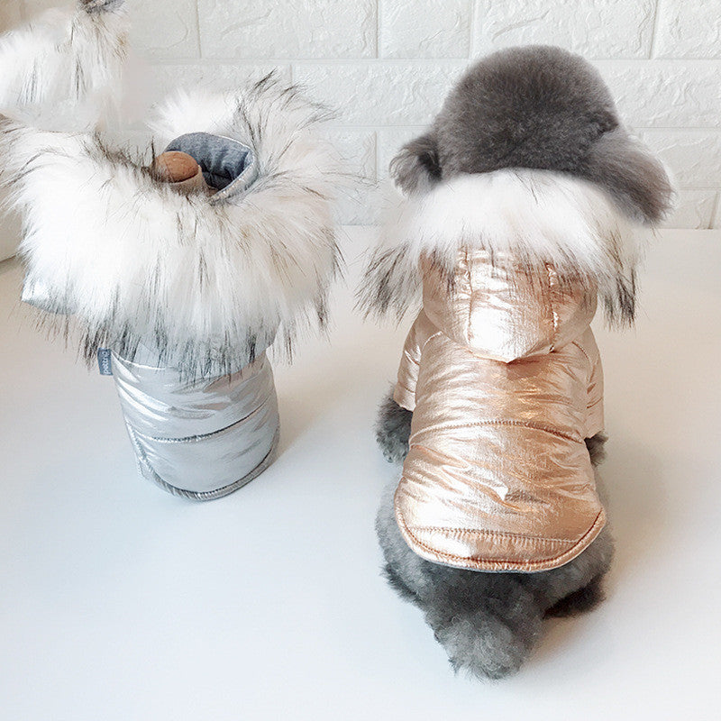 "Snow" Faux Fur Hooded Dog Down Jacket - Winter Protection and Style