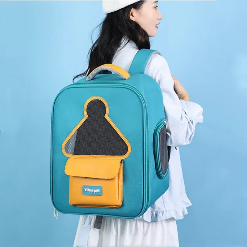 Resväska för hundar och katter, expanderbar ventilerad ryggsäck