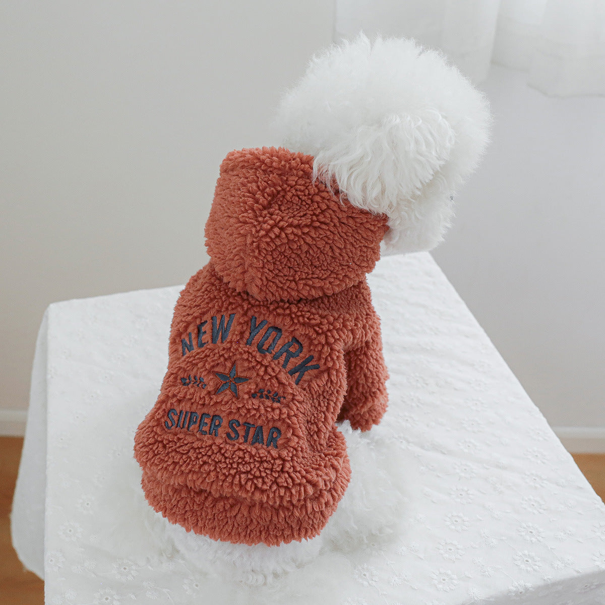 Cappottino Cane New York Super Star Peluche Pon Pon by Dog Moda