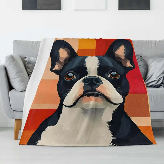 Coperta Boston Terrier - Disegno Faccia Cani Divertente by null