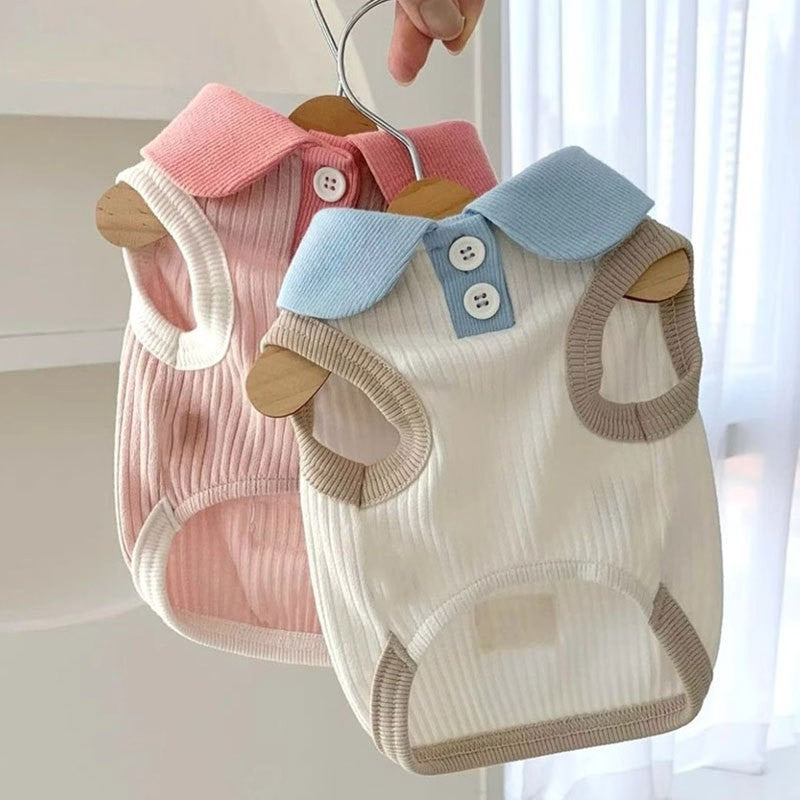 Maglia Polo per Cani Smanicata - Vestito Elegante con Bottoni