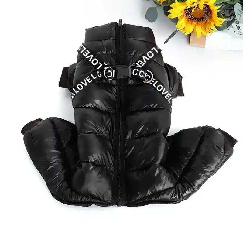 4本足の犬用コート ラブ - 雪・雨用中綿入り