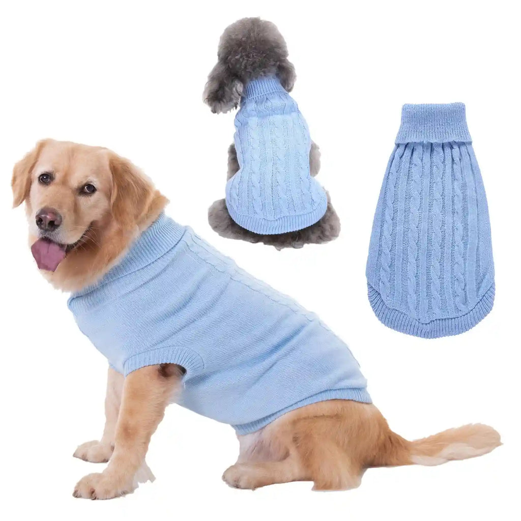 Jersey de trenza para perros y gatos sin mangas con cuello alto acrílico