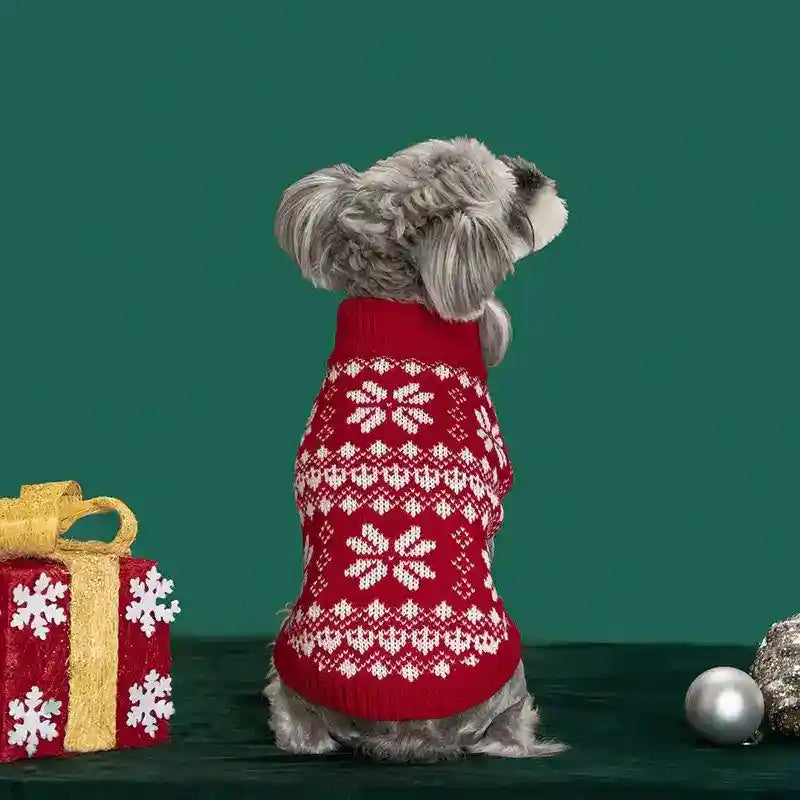 Maglione Natale Cani Fiocchi Neve Rosso Verde by Dog Moda
