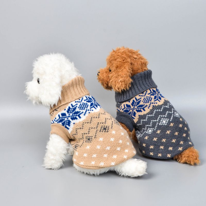 Suéter para Perros y Gatos con Bordados de Nieve - Suave y Cálido para Invierno