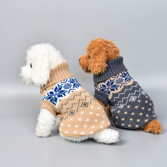 Maglione Cani Gatti Ricami Neve - Morbido Caldo Inverno by Dog Moda