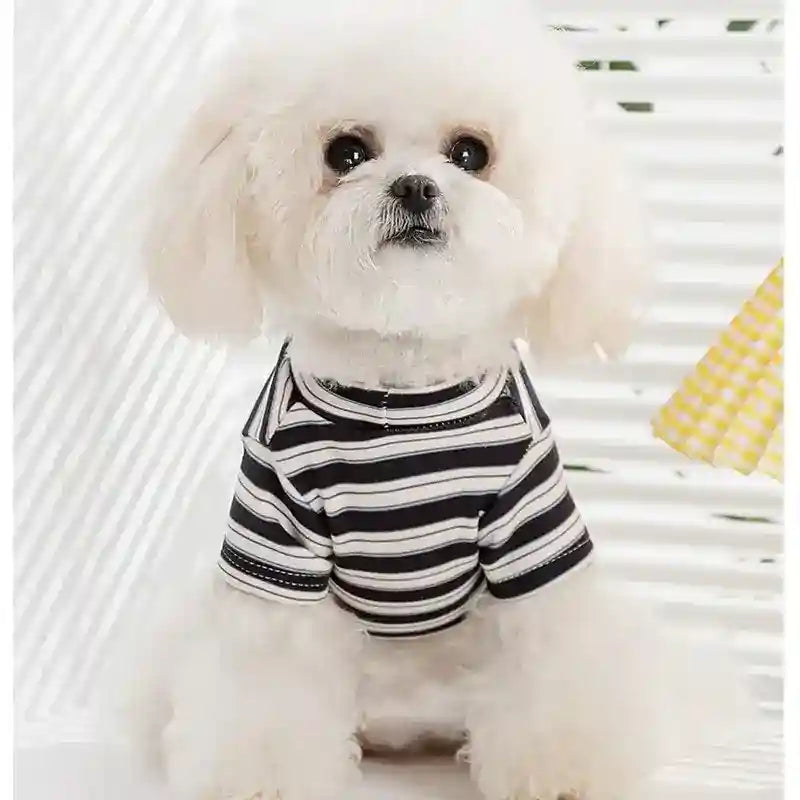 Camiseta para Perros y Gatos con Rayas Homewear Parche Oso Gato