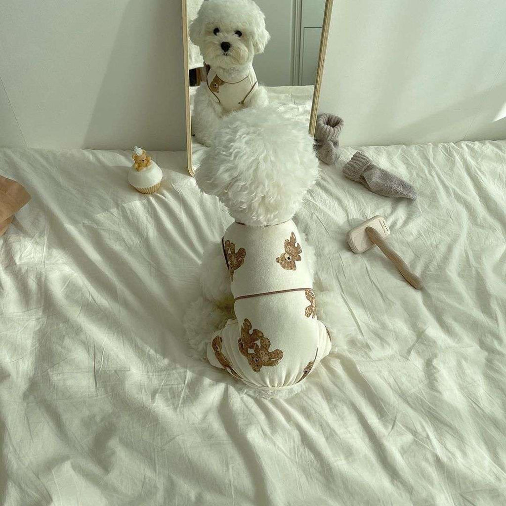 Tutina 4 Zampe per Cani Orsetti – In Cotone Morbido Bianco o Marrone