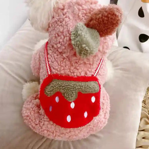 Strawberry Dog Coat - Padded with Hood