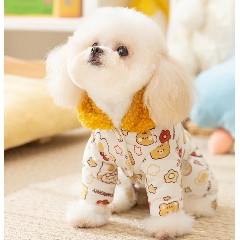 Strawberry rock för hundar 4 tassar - vadderad fleece med huva