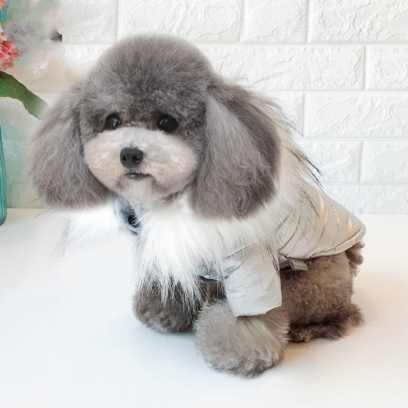 "Snow" Faux Fur Hooded Dog Down Jacket - Winter Protection and Style