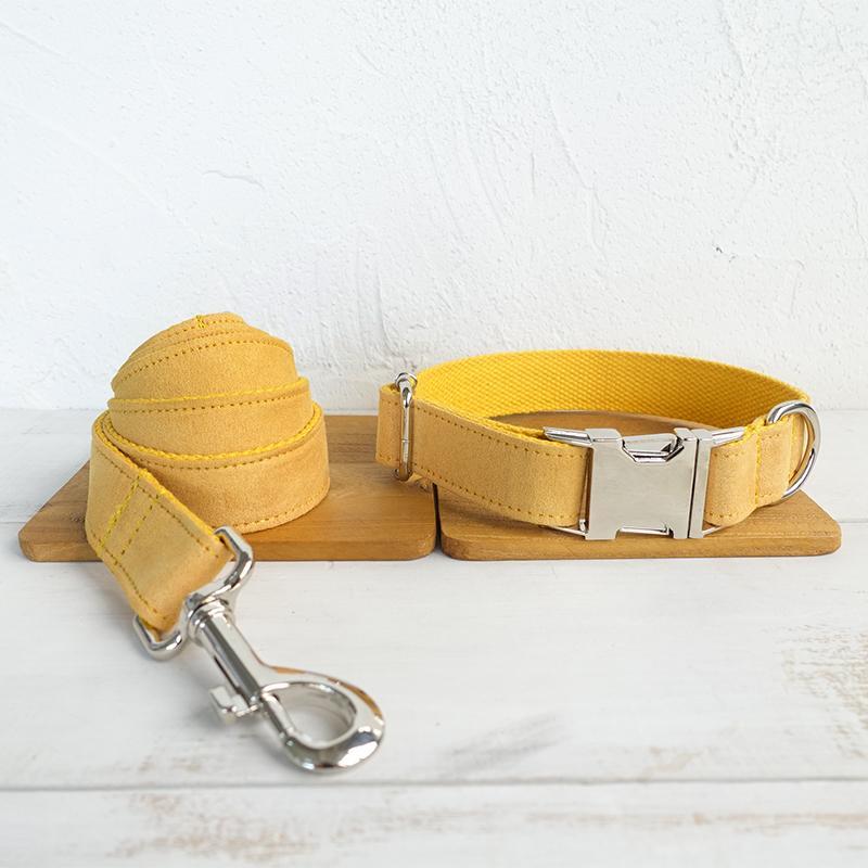 SunnyBow - Set Collare e Guinzaglio Giallo con Papillon in Nylon - Dog Moda
