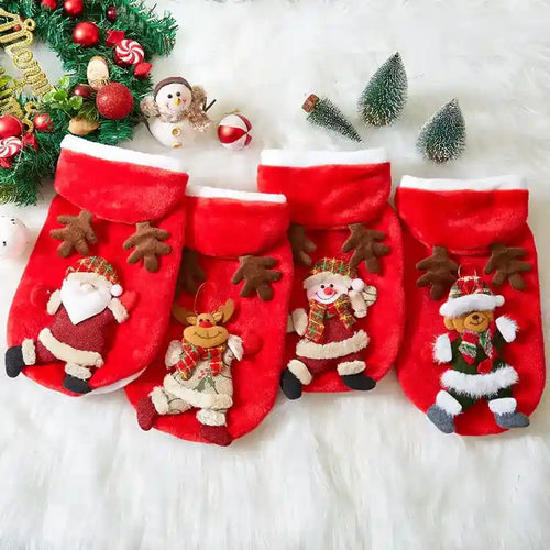 Cappotto Natale Cani Gatti - Cappuccio Stampa 3D Rosso by Dog Moda