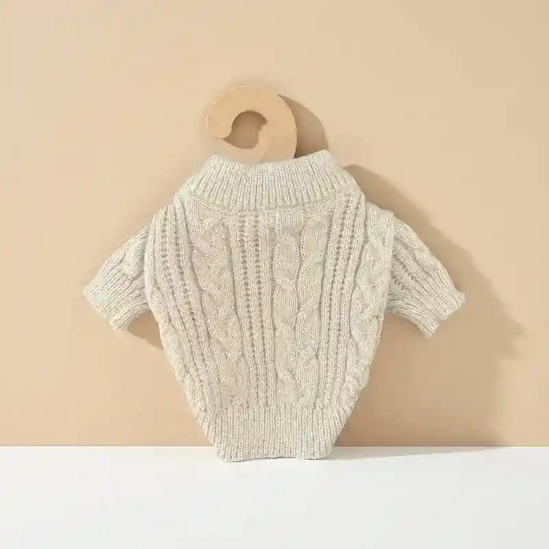 犬猫用ケーブル編みセーター - 暖かくて柔らかい冬用