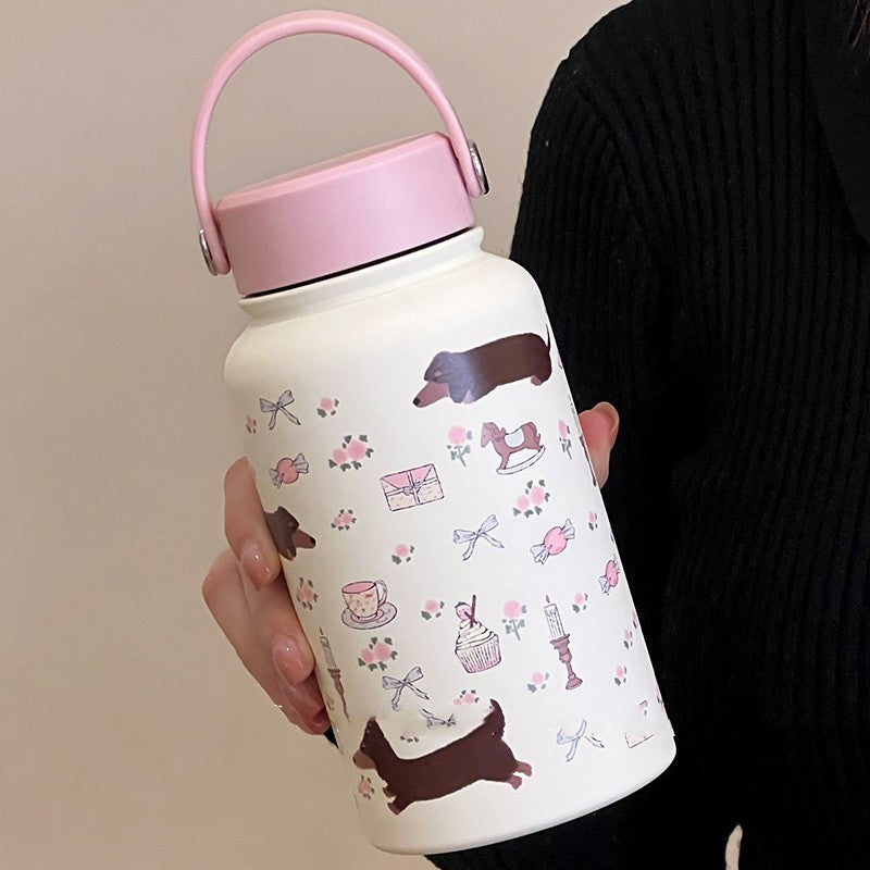 Borraccia Termica Bassotto Floreale 650ml in Acciaio Inox