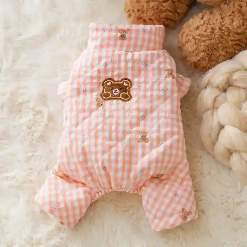 Abrigo para perros acolchado oso vichy rosa azul invernal