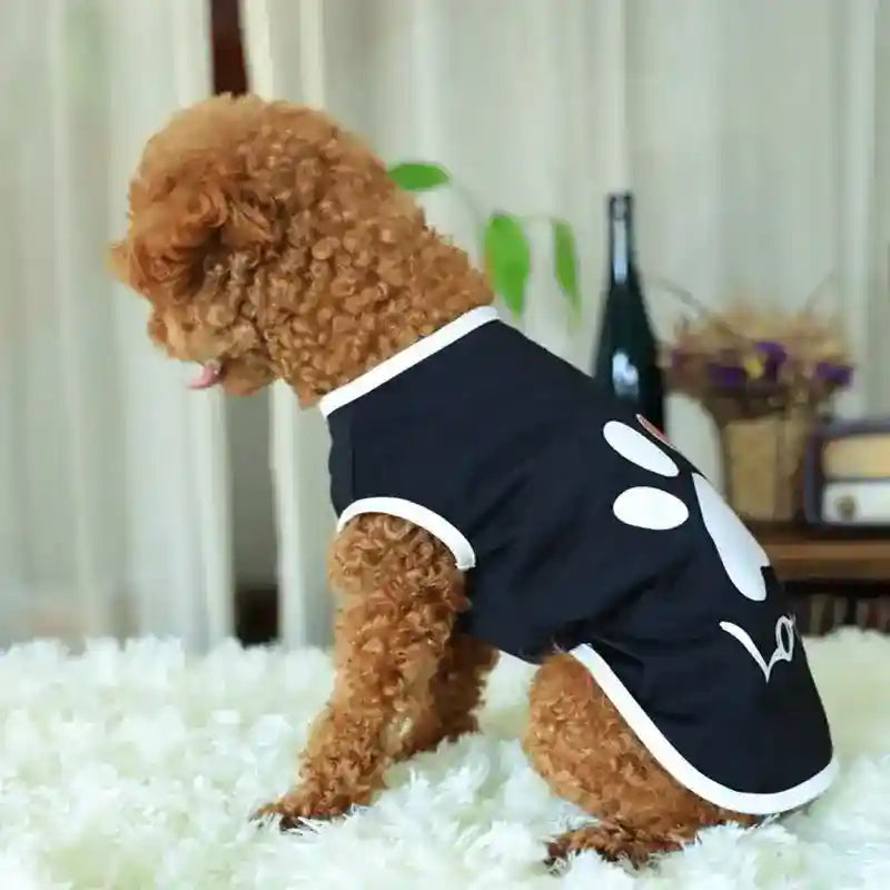Vestito Cani Smanicato Love - Stamp Zampe e Cuore in Cotone Morbido by Dog Moda