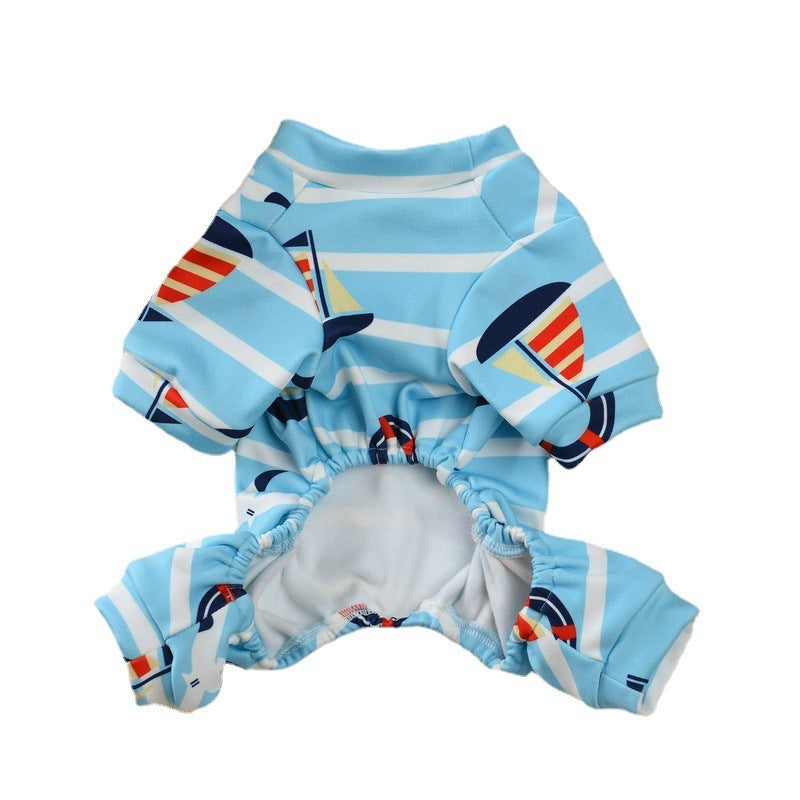 Stretch Dog Dress "Santander" with Boats and Life Jacket