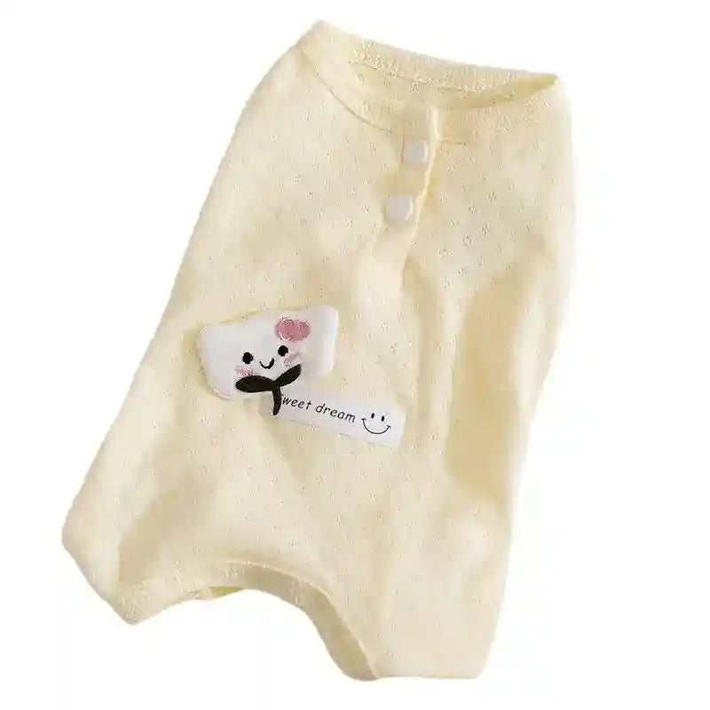 犬猫用スイートドリームメッシュ通気性ボタン付きつなぎ