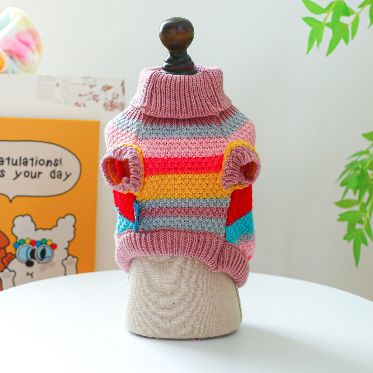 Maglioncino Rigato per cani Dolce Inverno - Collo alto - Dog Moda