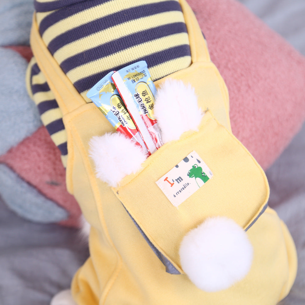 Tutina Salopette Gatti a Righe con Tasca - 6 Taglie