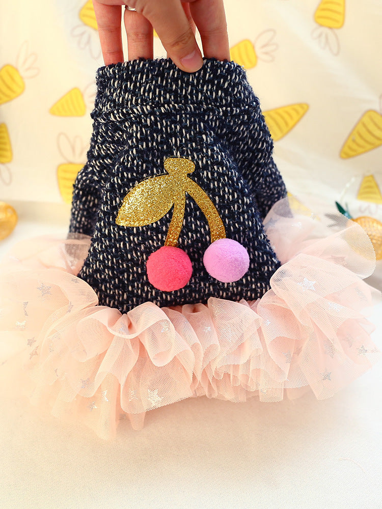 Dog dress with tulle skirt "Cherry"