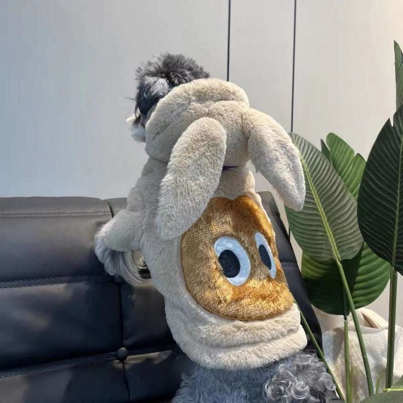 Cappotto con cappuccio coniglio per cani in pile – Modello Rabbit