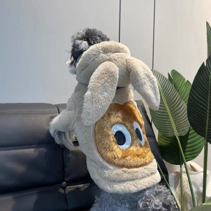 Cappotto con cappuccio coniglio per cani in pile – Modello Rabbit