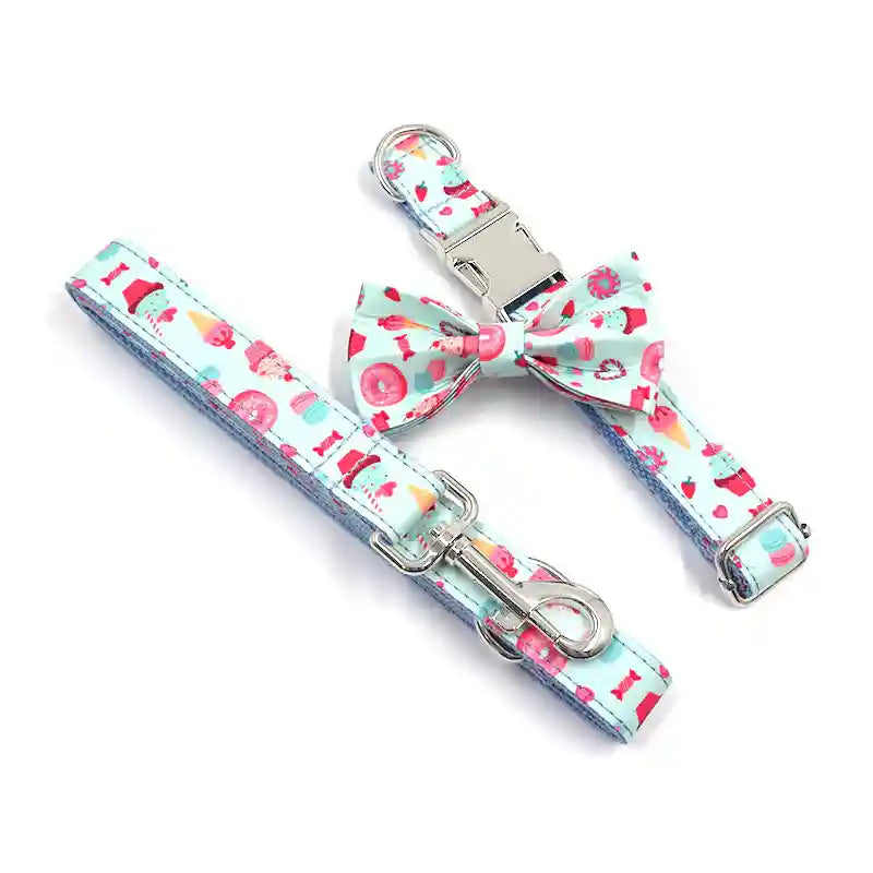 Set Collare Guinzaglio Papillon Cani - Fantasia Macaron by Dog Moda