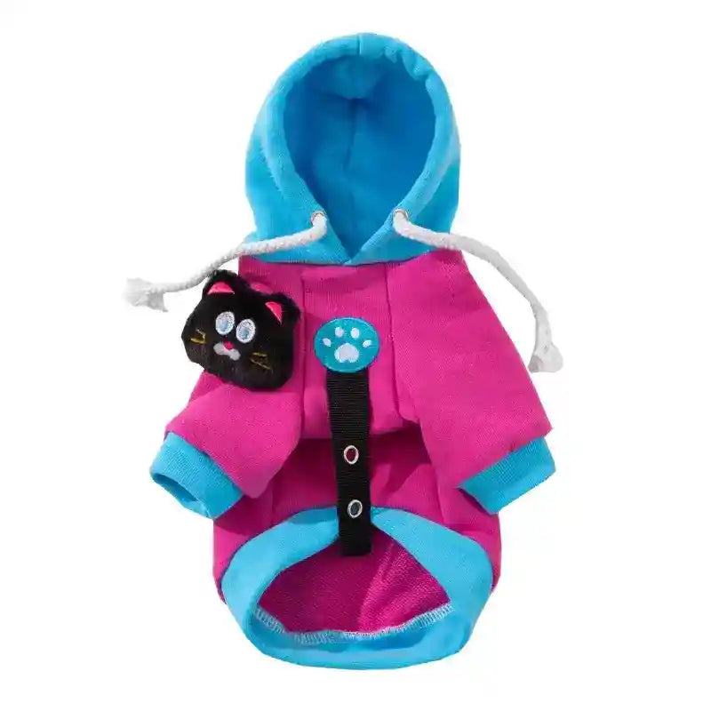 Sudadera para perros con capucha Dopamine rosa azul con gancho para correa