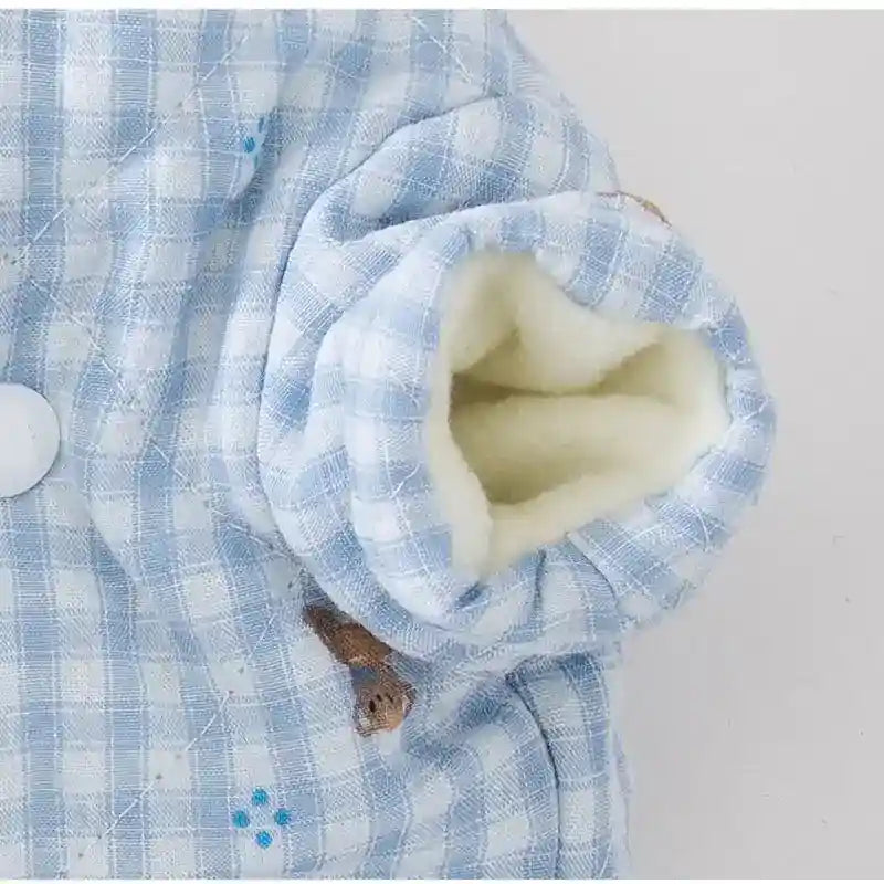 Abrigo para perros acolchado oso vichy rosa azul invernal