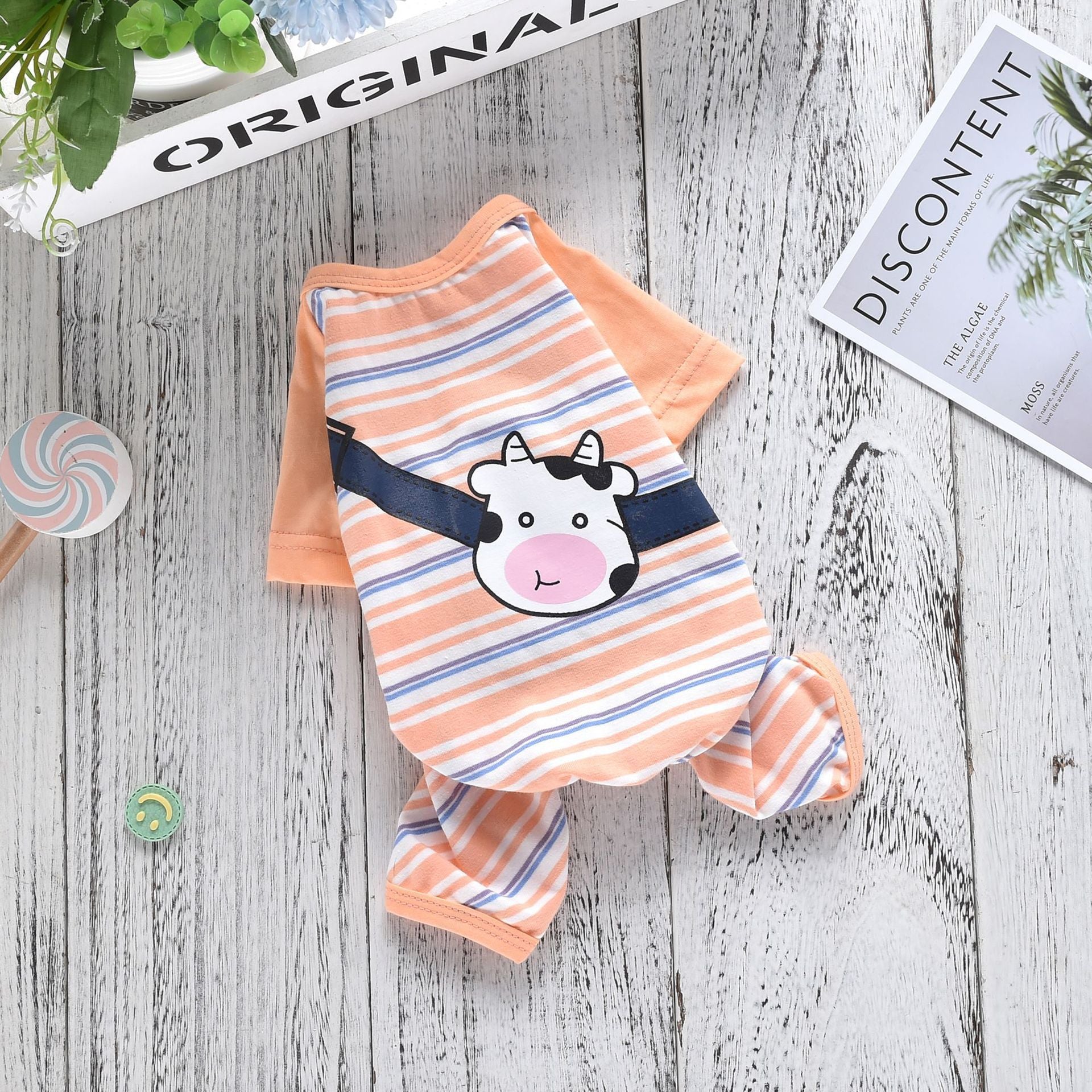 Pigiamino "Sweet Cow" a Righe per Cani - Dolcezza e Comfort Notturno - Dog Moda