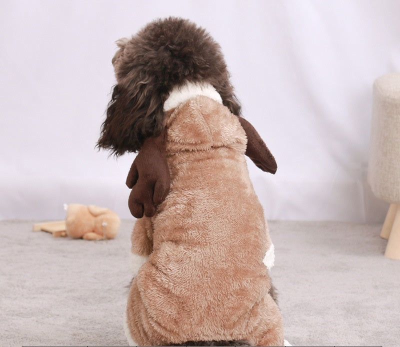 Costume invernale per cani a forma di orso, mucca, dinosauro, leone