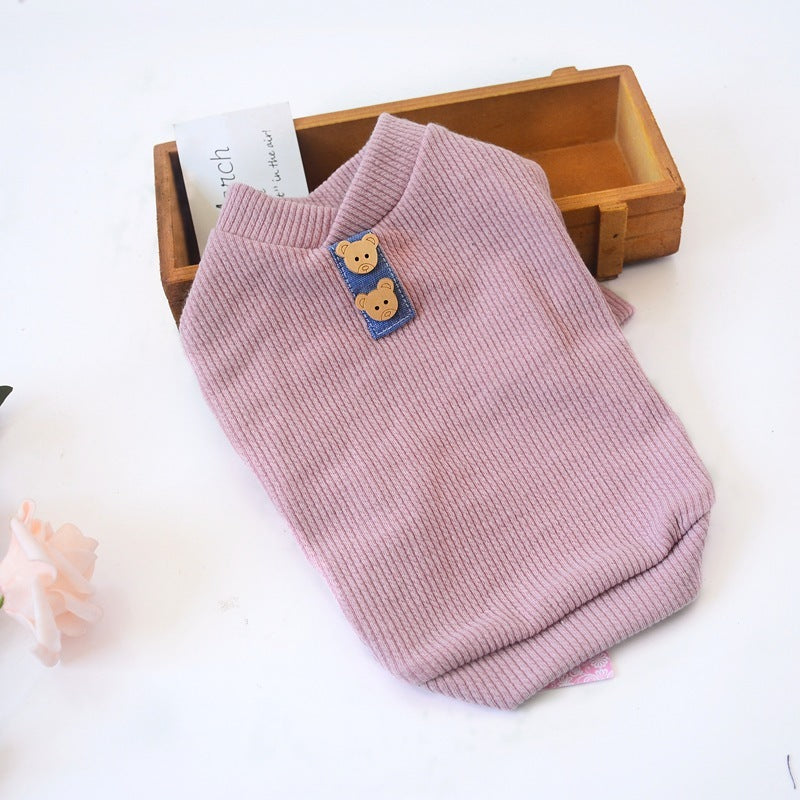 Maglia in cotone per cani di piccola taglia con orsetti e scollo a V - Dog Moda