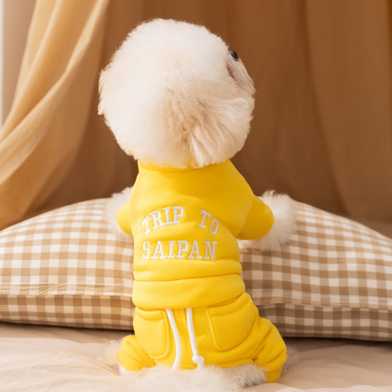 Puppy Clothes, Four-legged Warm Hoodie For Autumn And Winter, Thin Fleece Teddy Bear Cat Pet Clothes For Small And Medium-sized Dogs