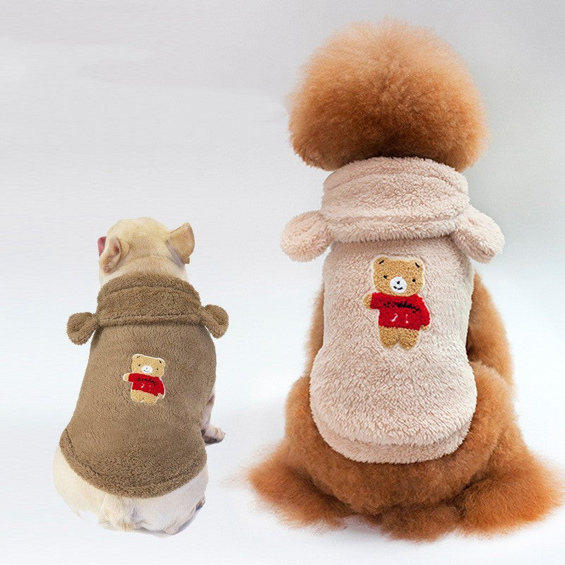 Teddy Bear Dog Coat - Fleece with Hood and Ears