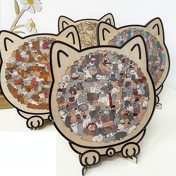 Puzzle en bois en forme de chat Morandi 135 pièces – Idée cadeau originale pour les amateurs de chats